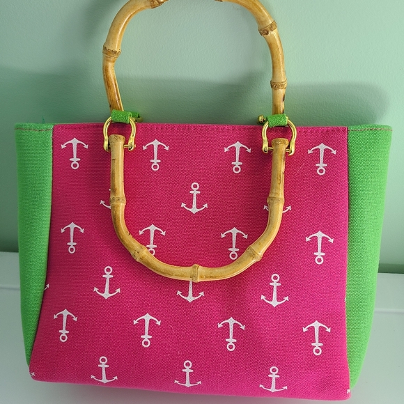 NWOT Bamboo Handle Anchor Cotton Bag - Picture 1 of 4